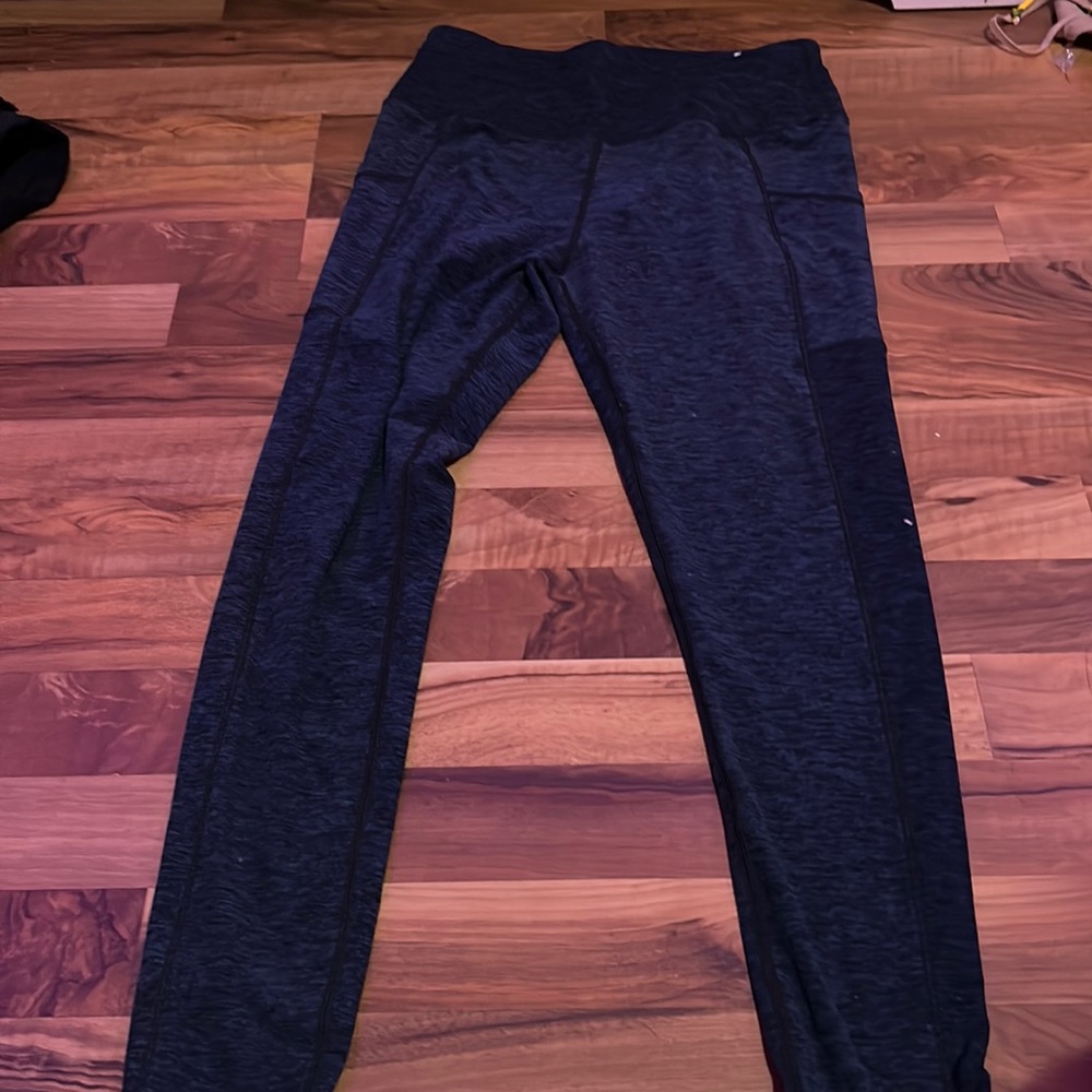 Blue and black leggings